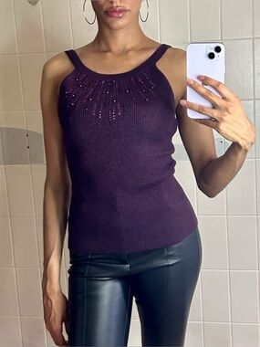 Vintage Caché Purple Sequin Halter Top